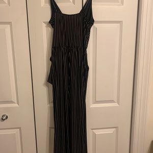 Black and white striped jumpsuit